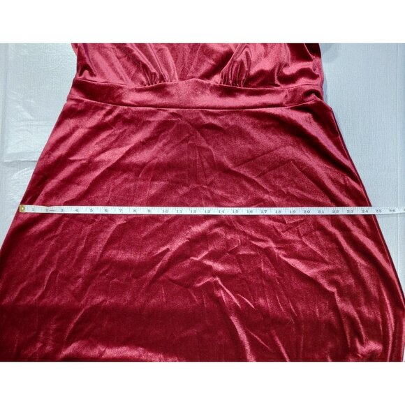 Old Navy Short Sleeve Velvet Fit & Flare Midi Dress XL Wine Red Holiday - Picture 10 of 13